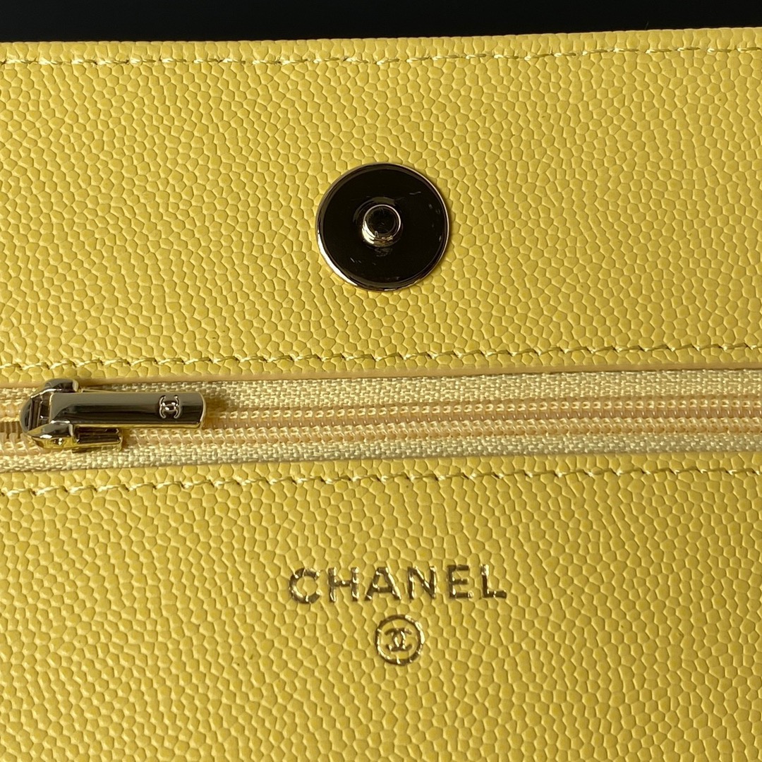 Caviar Leather Wallet On Chain Shoulder Bag AP3180 Yellow